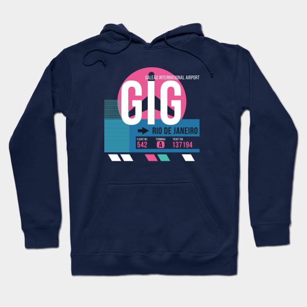 Rio de Janeiro (GIG) Airport Code Baggage Tag Hoodie by SLAG_Creative